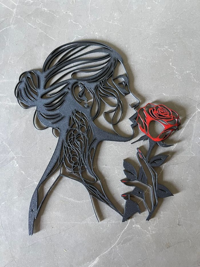 Art Mural Femme Et Rose - photo numéro 2