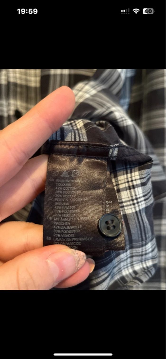 Chemise Homme à Carreaux Noir et Blanc - Manches Longues - H&M (Taille M) - photo numéro 4