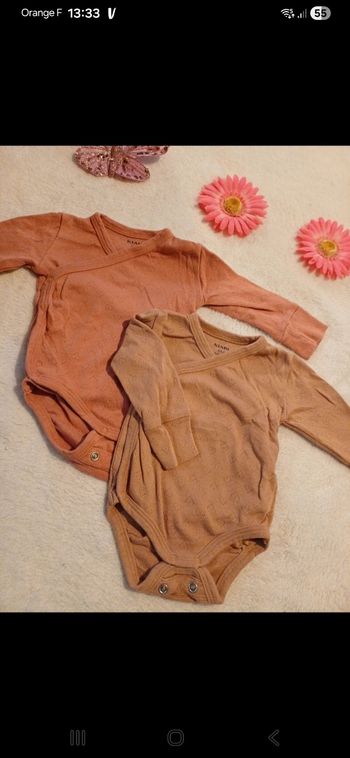 Lot de 2 bodies bébé taille 6 mois