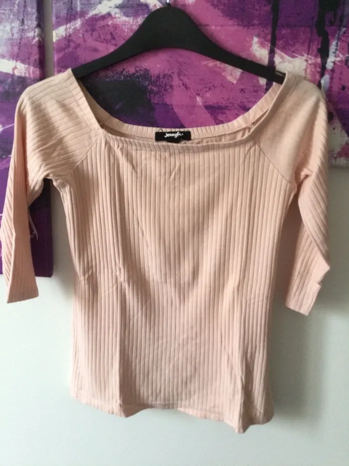 Haut encolure large rose pale Jennifer T S