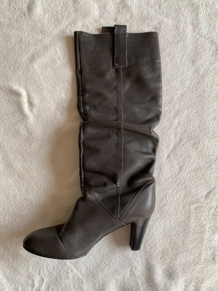 Bottes Zara en cuir grises à talon taille 37 - photo numéro 13