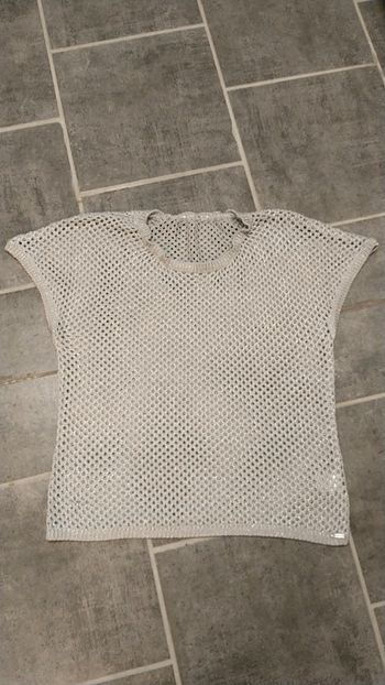 T-shirt ajouré taille l coloris gris brillant