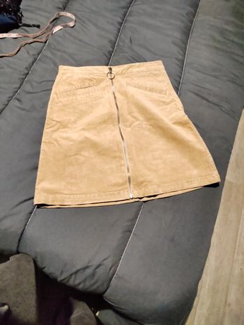 Jupe trapèze femme velours beige