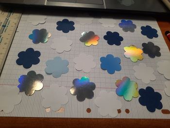 Lot decoupe fleur nuance bleu papier m11