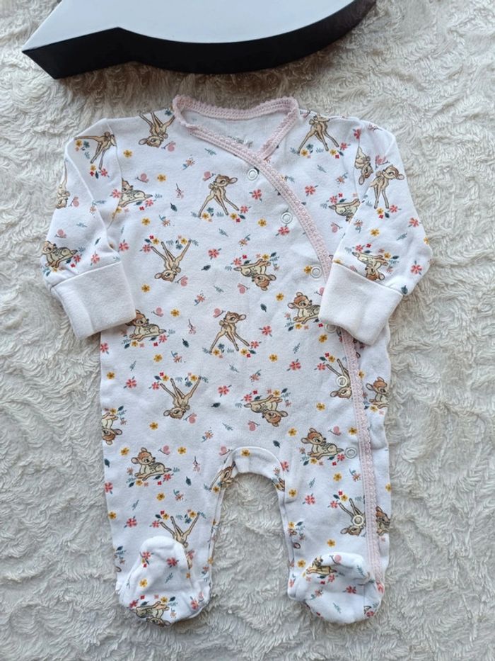 Pyjama grenouillère été léger Fille 0/3 mois Bambi Disney Primark 100% coton - photo numéro 2