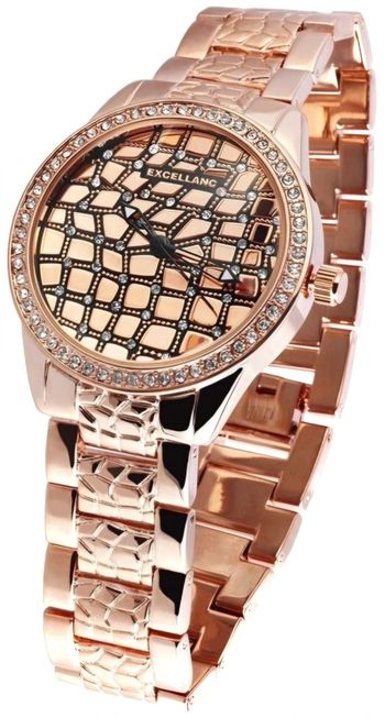 Montre femme Or Rose - Strass & Cadran Graphique