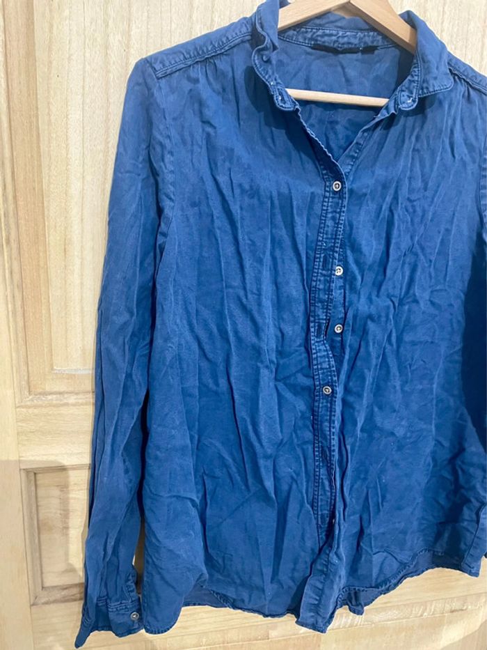 Chemisier manches longues bleu simple basic uni taille S - photo numéro 13