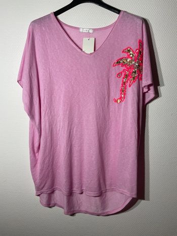 T-shirt « palmier » femme taille unique (38-44)- new sunshine - neuf avec étiquette