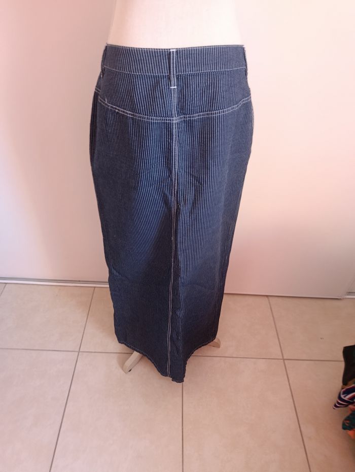 Sublime jupe longue droite fendue Neuve rayée - photo numéro 4