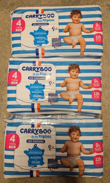 3 paquets de couches carryboo taille 4