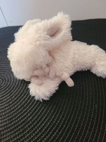 Doudou Et Compagnie Doudou Lapin Bonbon Blanc Mon Tout Petit Echarpe Beige