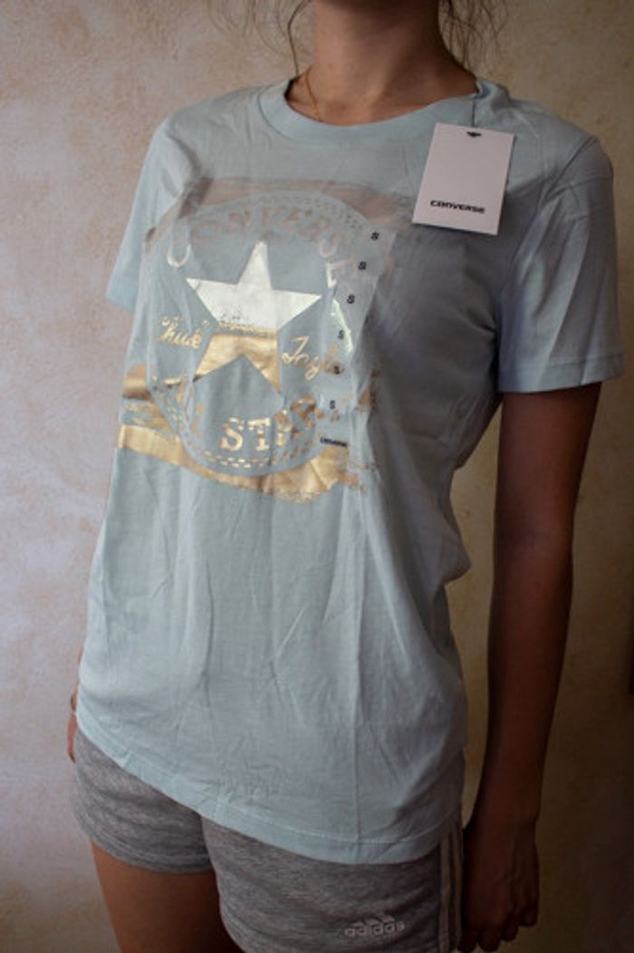 Tee-shirt bleu converse - photo numéro 2