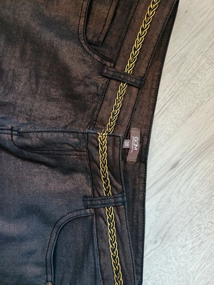 Pantalon femme 38 M grain de malice tbe brun satinée - photo numéro 10