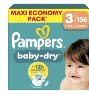 Pack de 136 couches Pampers baby dry taille 3 