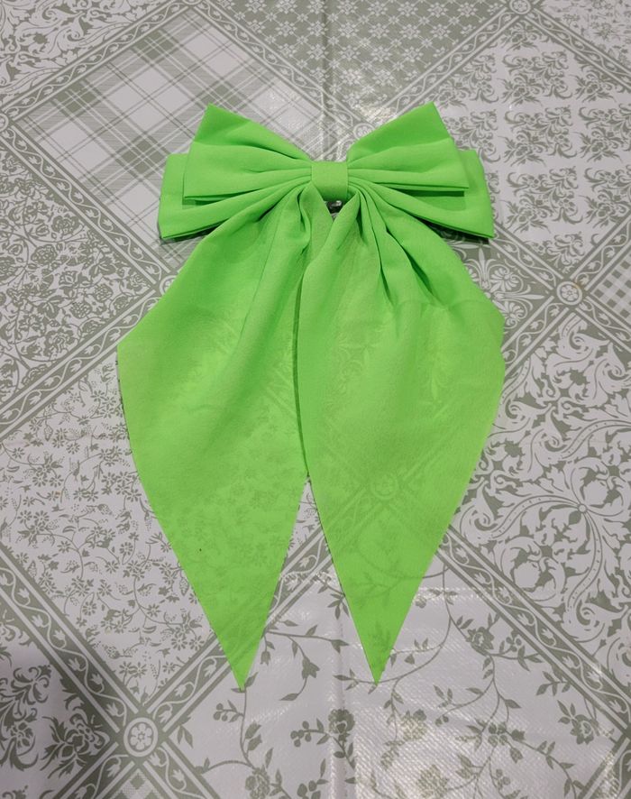 BARETTE CHEVEUX NOEUD VERT FLUO ! NEUF !