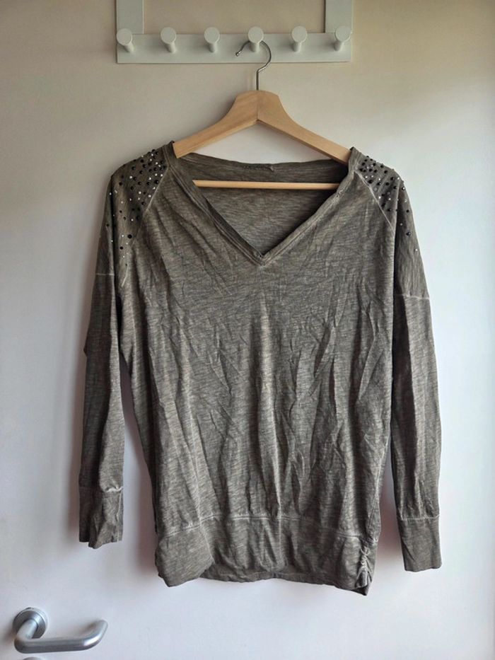 Blouse kaki gas avec strass épaules - taille m
