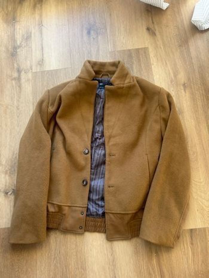 Veste hybride intérieur costume et extérieur polaire marron - photo numéro 3