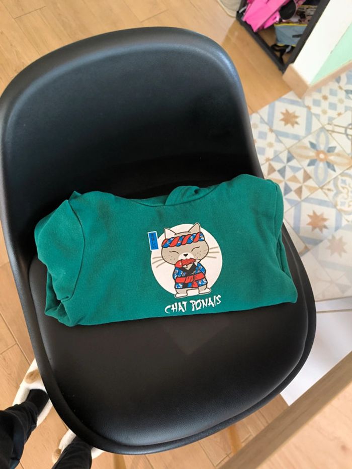 Sweat vert chat - photo numéro 5