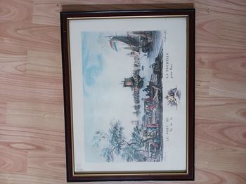 tableau cadre marron et doré Le port de la Rochelle 32 x 42 cm