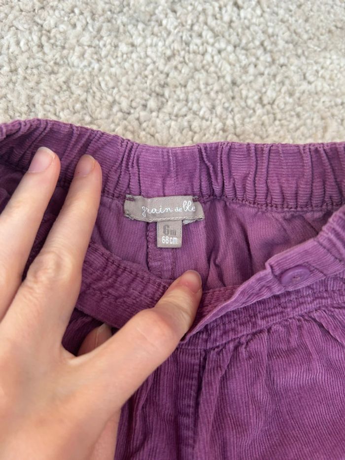 Pantalon en velours violet type sarouel - 6 mois - grain de blé - photo numéro 2