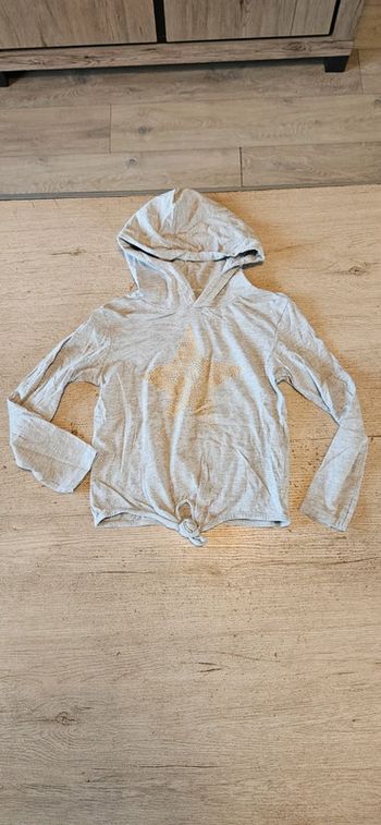 Pull à capuche à manches longues, léger, gris clair, Kiabi, 8 ans