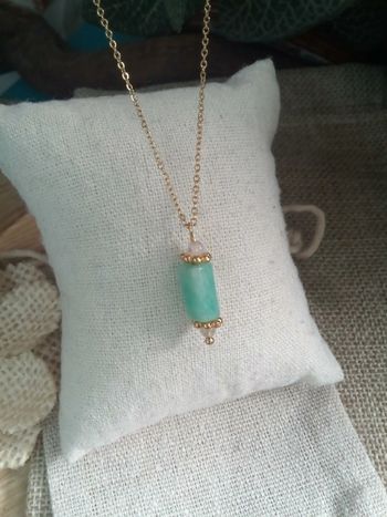 Collier talisman pierres amazonite et labradorite