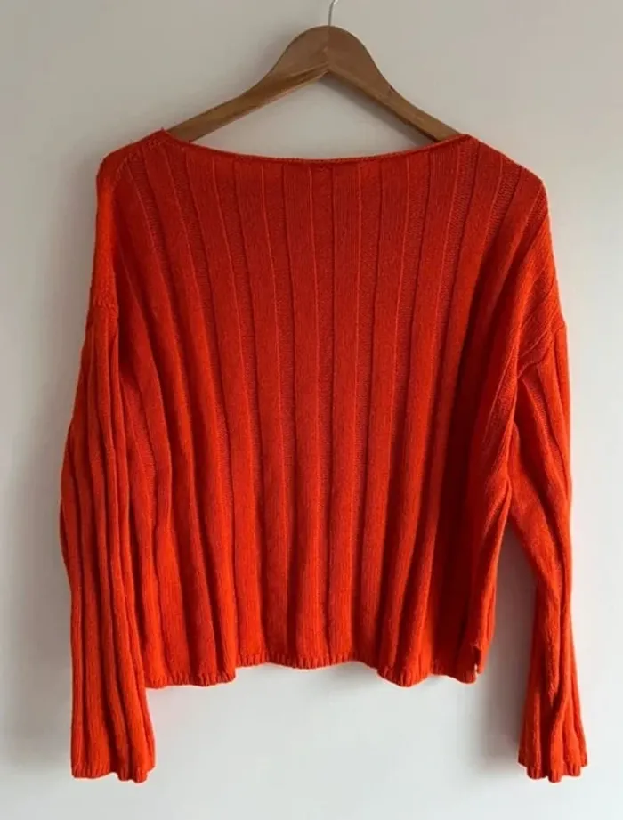 Pull orange côtelé - photo numéro 2