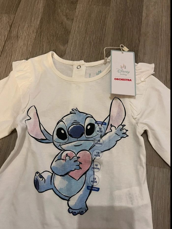 Tee shirt manche longue léger stitch Disney taille 18 mois neuf - photo numéro 2