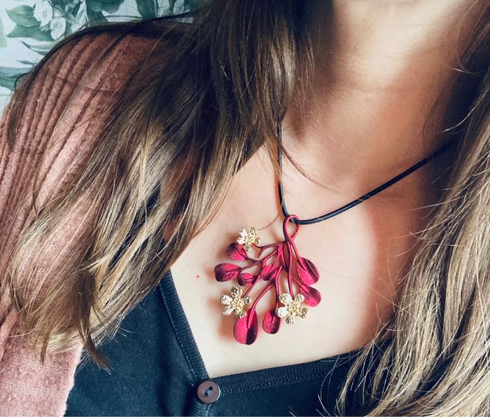 collier fleur rouge - photo numéro 5