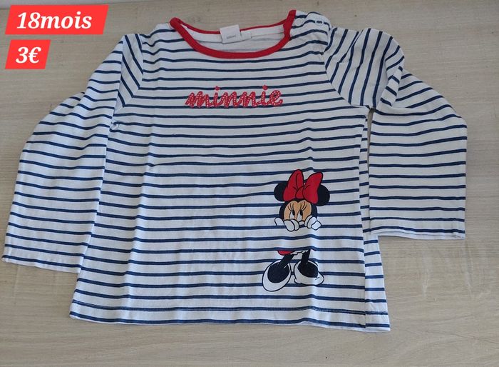 T-shirt rayé Minnie fille 18mois - photo numéro 2