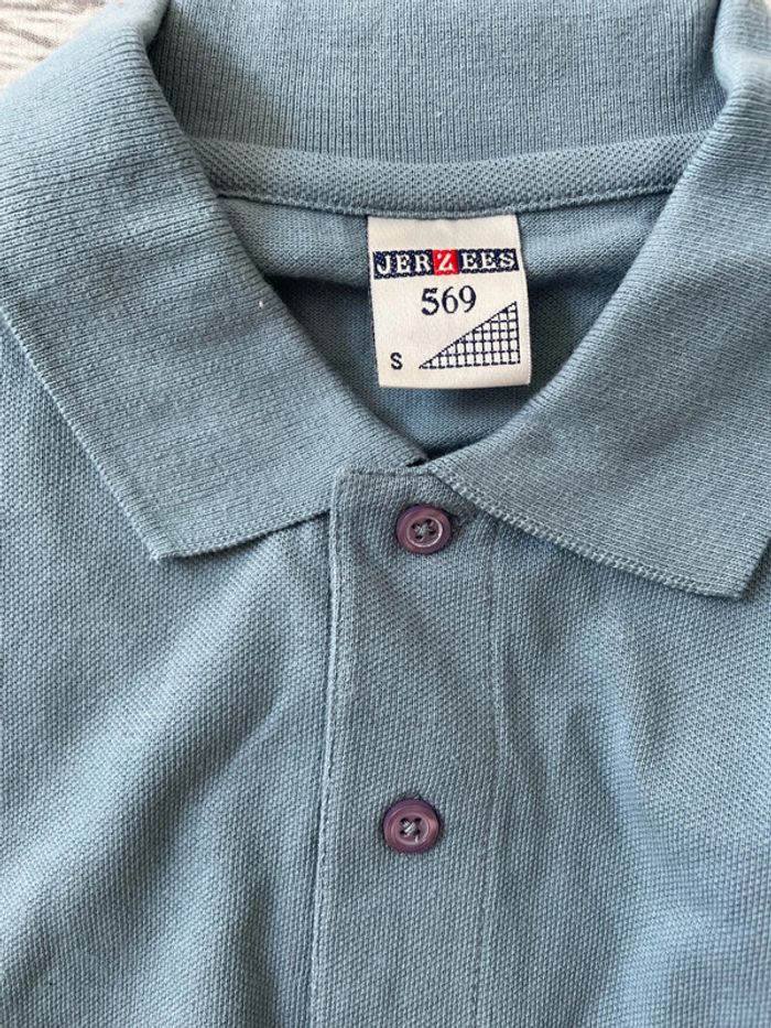 Polo neuf bleu/gris taille S 100% coton jetées - photo numéro 5