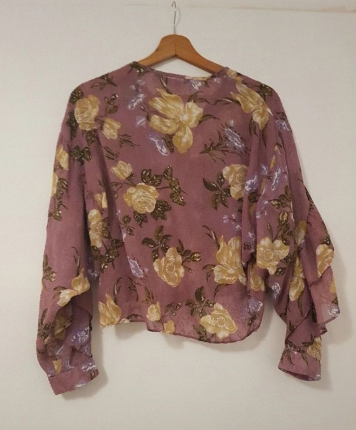 🌸 Chemisier fleuri à volants – Zara – Taille L 🌸 - photo numéro 4
