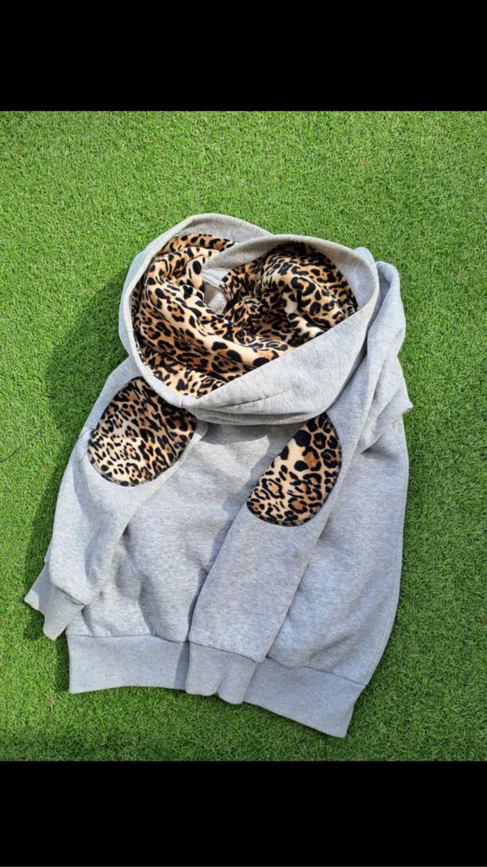 Sweat-shirt à grosse capuche Cabaneli léopard taille XS - photo numéro 6