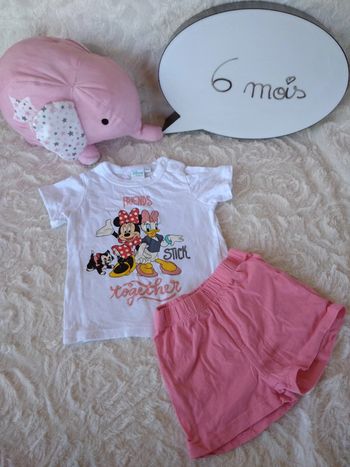 Ensemble été (tee shirt+short) Fille 6 mois Minnie Daisy Disney Baby 100% coton
