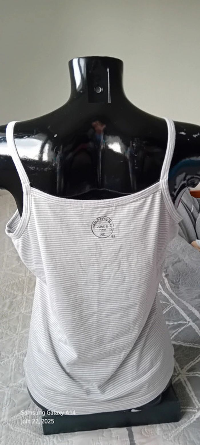 Top fines bretelles à rayures gris et blanc femme XL Hampton Bays - photo numéro 4