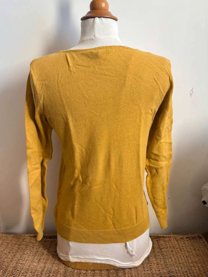 Pull col V jaune moutarde pour femme, Taille S - photo numéro 5