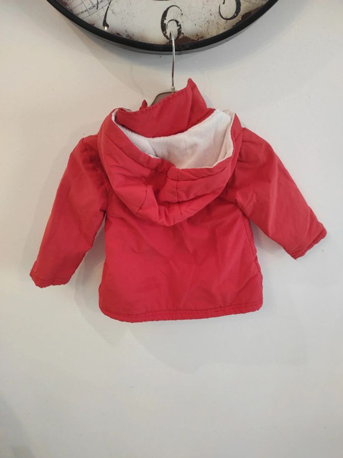 Veste rouge chaude à capuche 18 mois fille - photo numéro 2