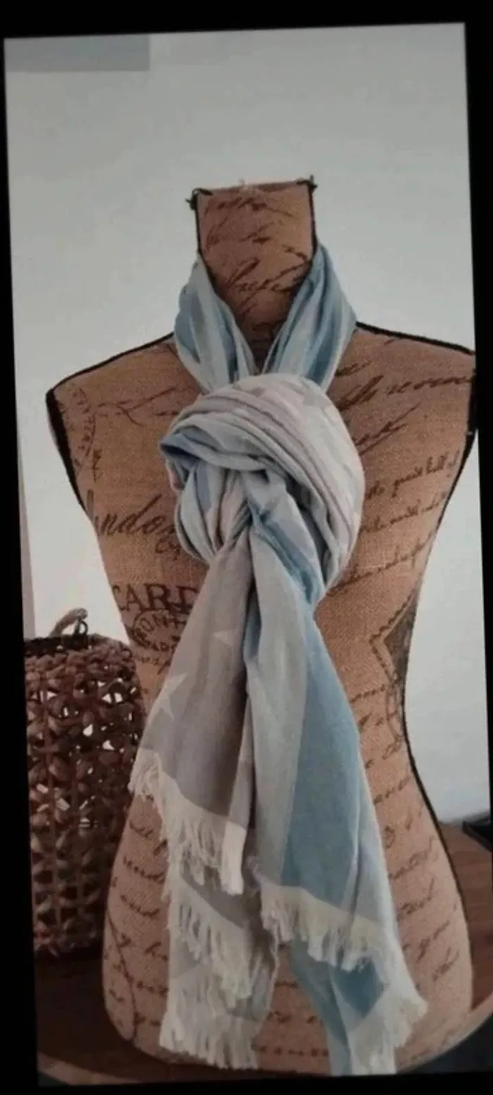 Écharpe bleu et grise avec étoiles homme femme - photo numéro 6