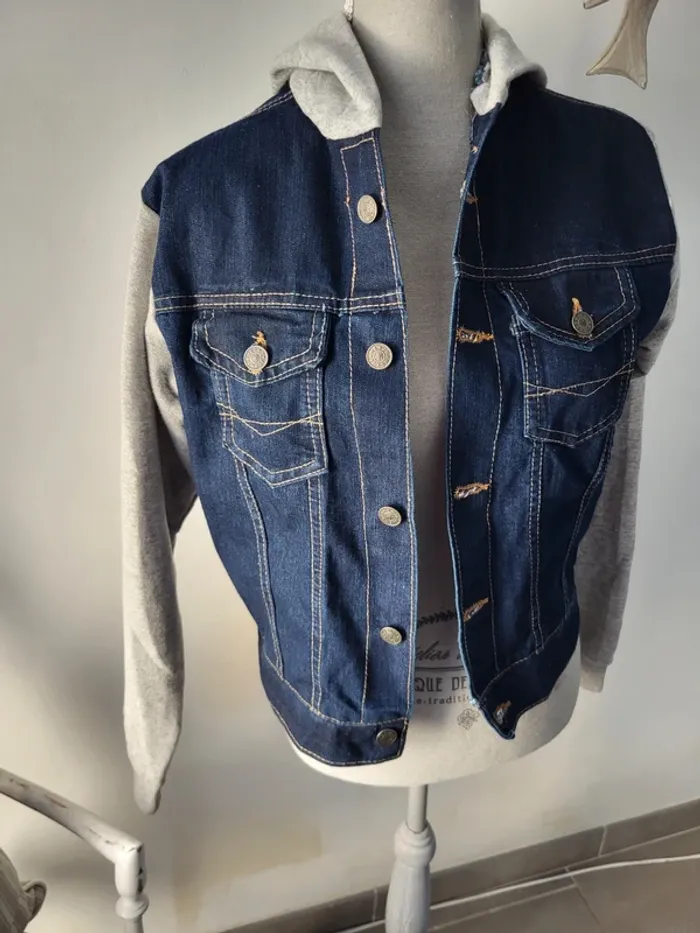 Veste jeans bi matière - photo numéro 2
