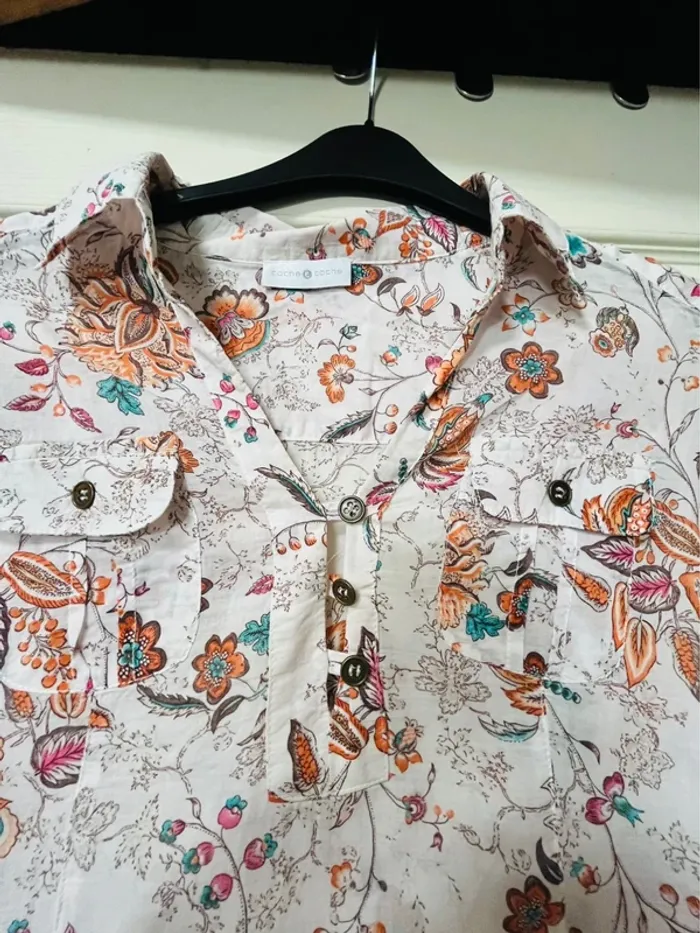 Chemise légère T 40/42- voile de coton - TBE - photo numéro 2
