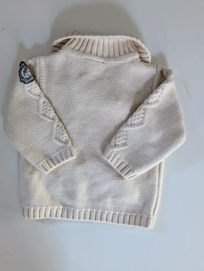 pull irlandais torsades Cadet Rousselle 6 mois bébé garçon neuf écru - photo numéro 3
