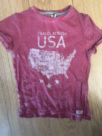 T shirt garçon  rouge  manche courte avec dessin USA orchestra  4 ans 