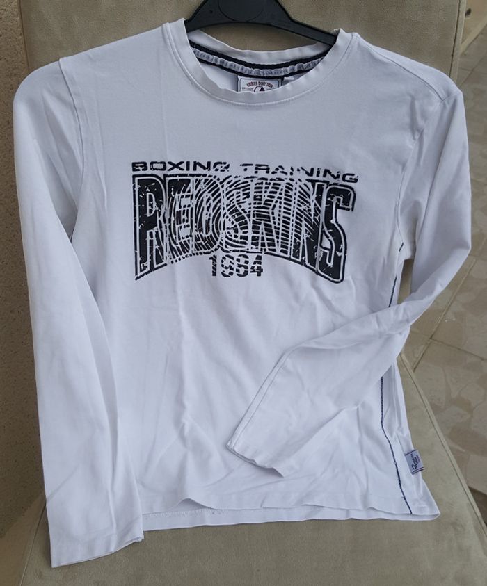 Tee-shirt Redskins blanc manches longues taille 12 ans