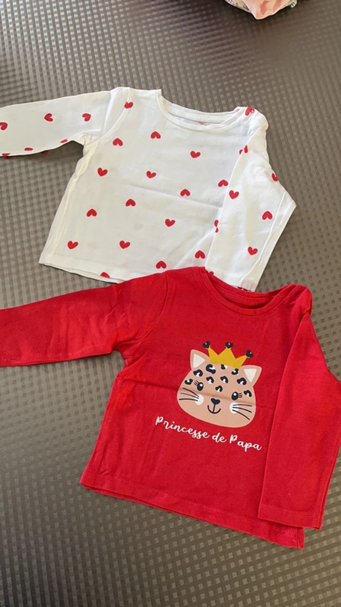 Lot tee-shirts bébé fille 6 mois - photo numéro 2