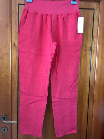 Pantalon rouge 100 % lin 42