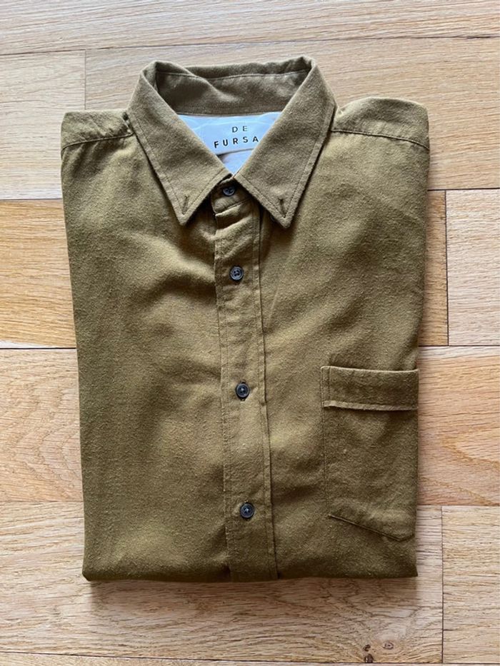 👔 Chemise De Fursac moutarde/marron – Taille M – 100% coton - photo numéro 5
