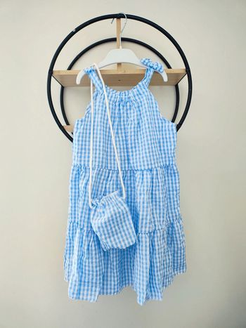 6 ans robe été vichy + sac pochon jamais portée