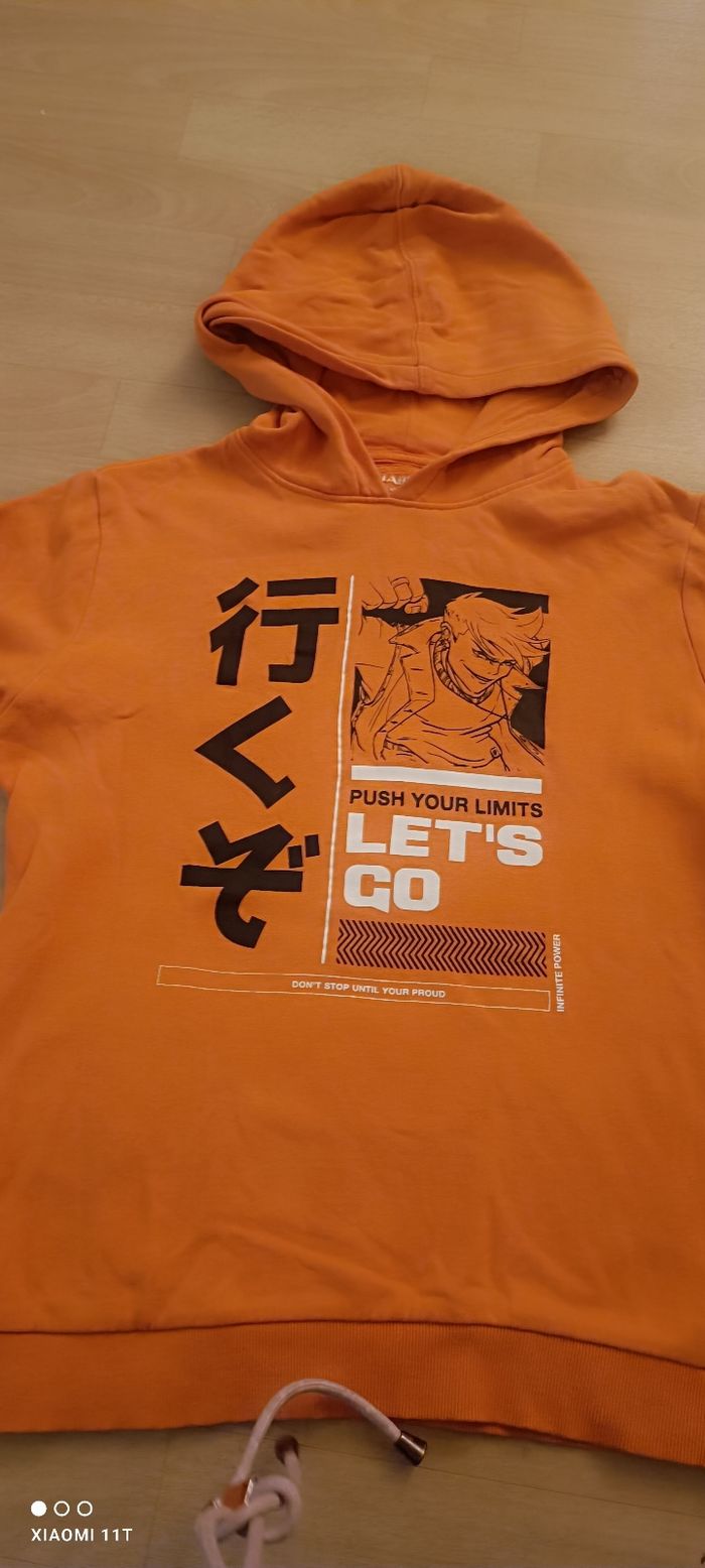 Pull/sweat garçon taille 14 ans ou XS orange - photo numéro 2