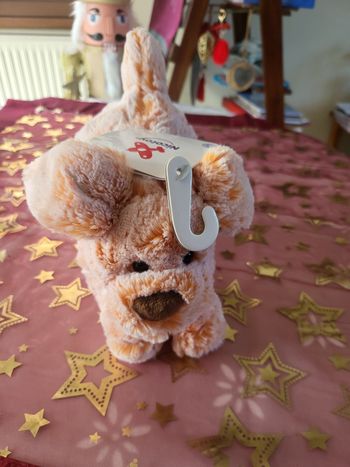 Peluche chien 🐕 velours orange clair ni