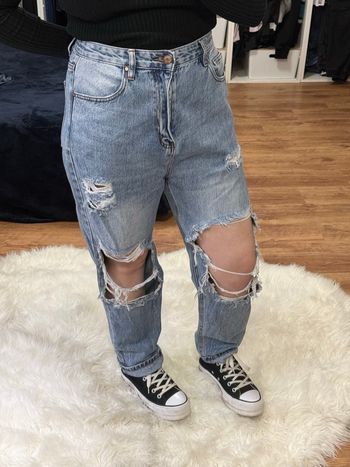 Jean mom fit bleu effet déchiré – Taille 42 / XL